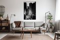 Akoestisch schilderij met Zwart-wit stadsgezicht - moderne fotokunst - Woonkamer