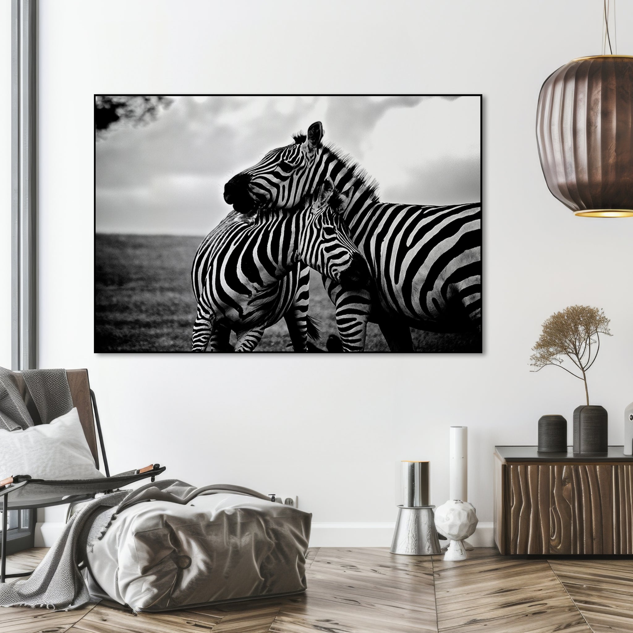 Akoestisch schilderij met Zwart-witte Zebra - Kantoor