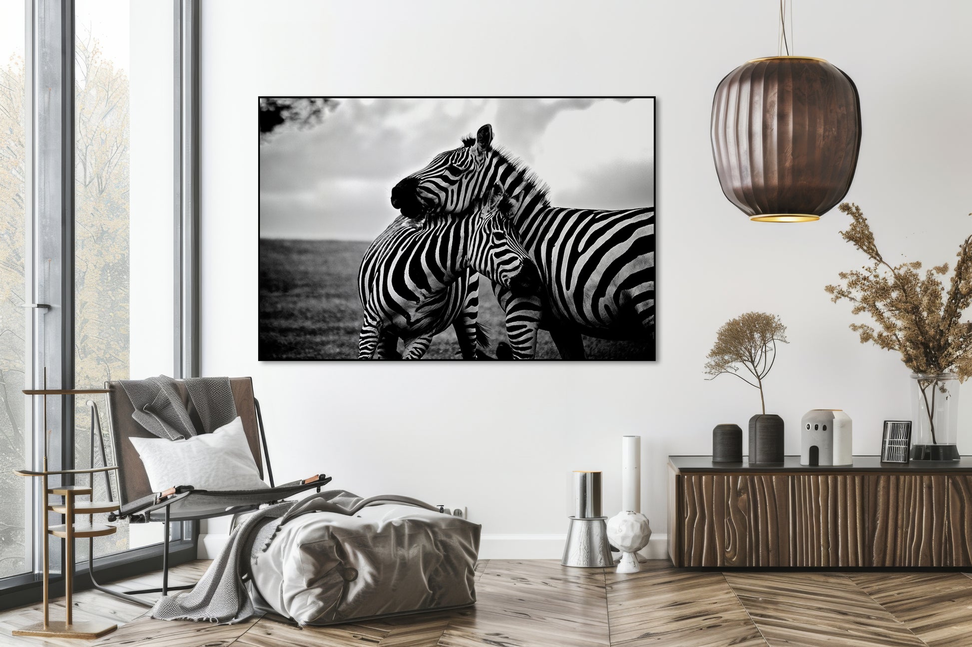 Akoestisch schilderij met Zwart-witte Zebra - Kantoor