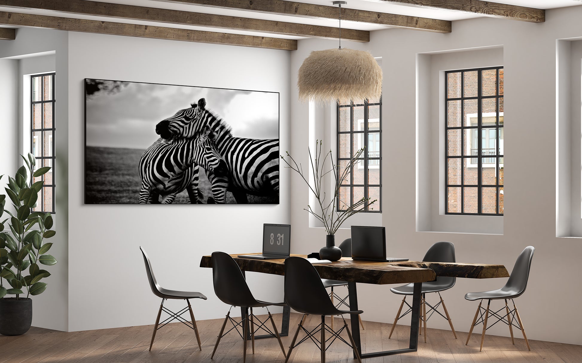 Akoestisch schilderij met Zwart-witte Zebra - Kantoor 2