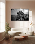 Akoestisch schilderij met Zwart-witte Zebra - Woonkamer