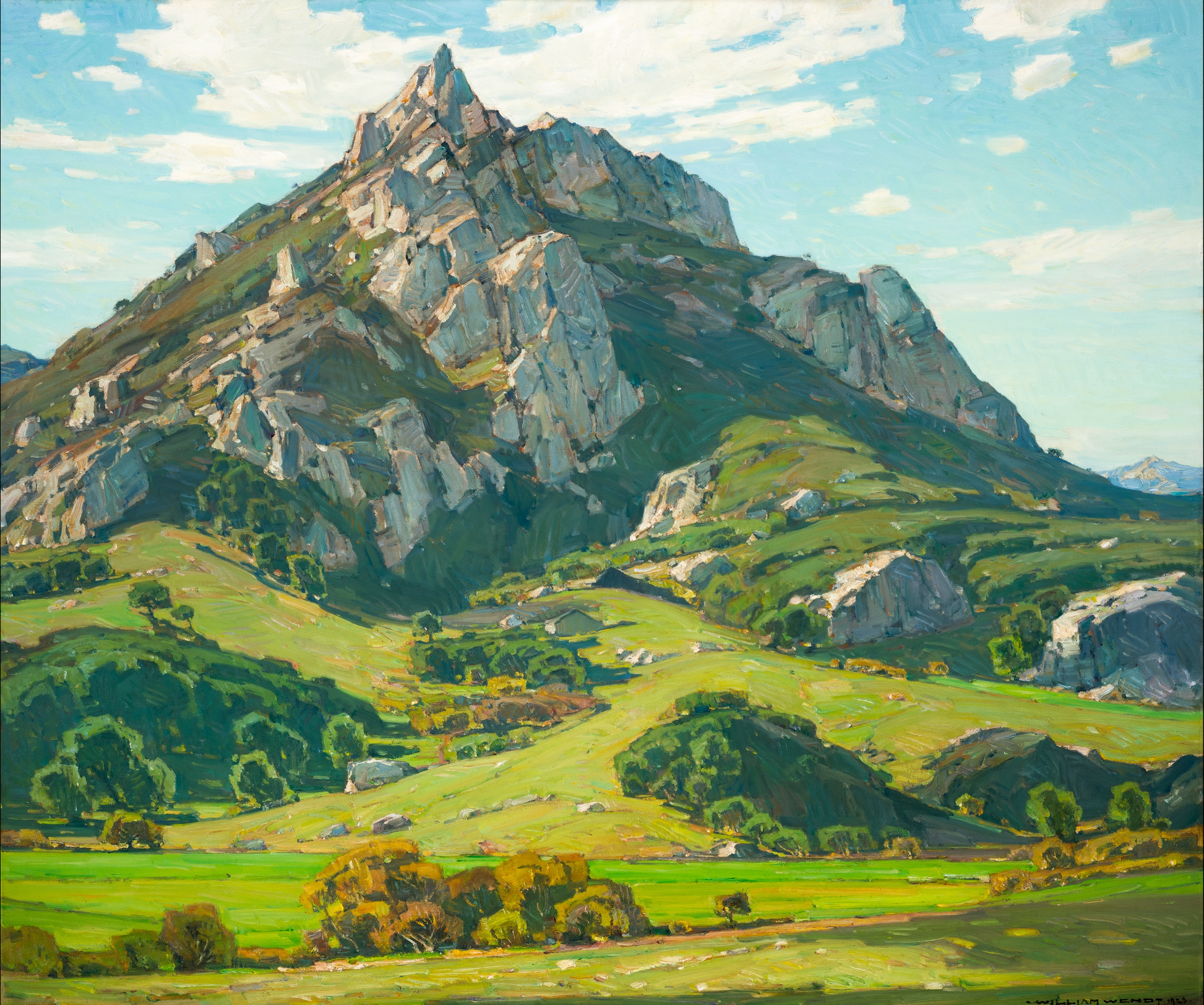 Akoestisch schilderij met landschap van William Wendt - 1925