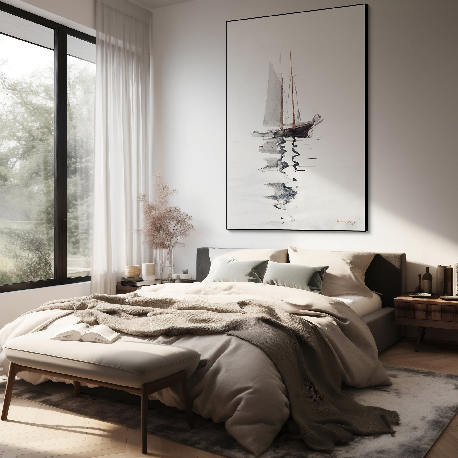 Akoestisch schilderij met twee-mast Schoener - Slaapkamer