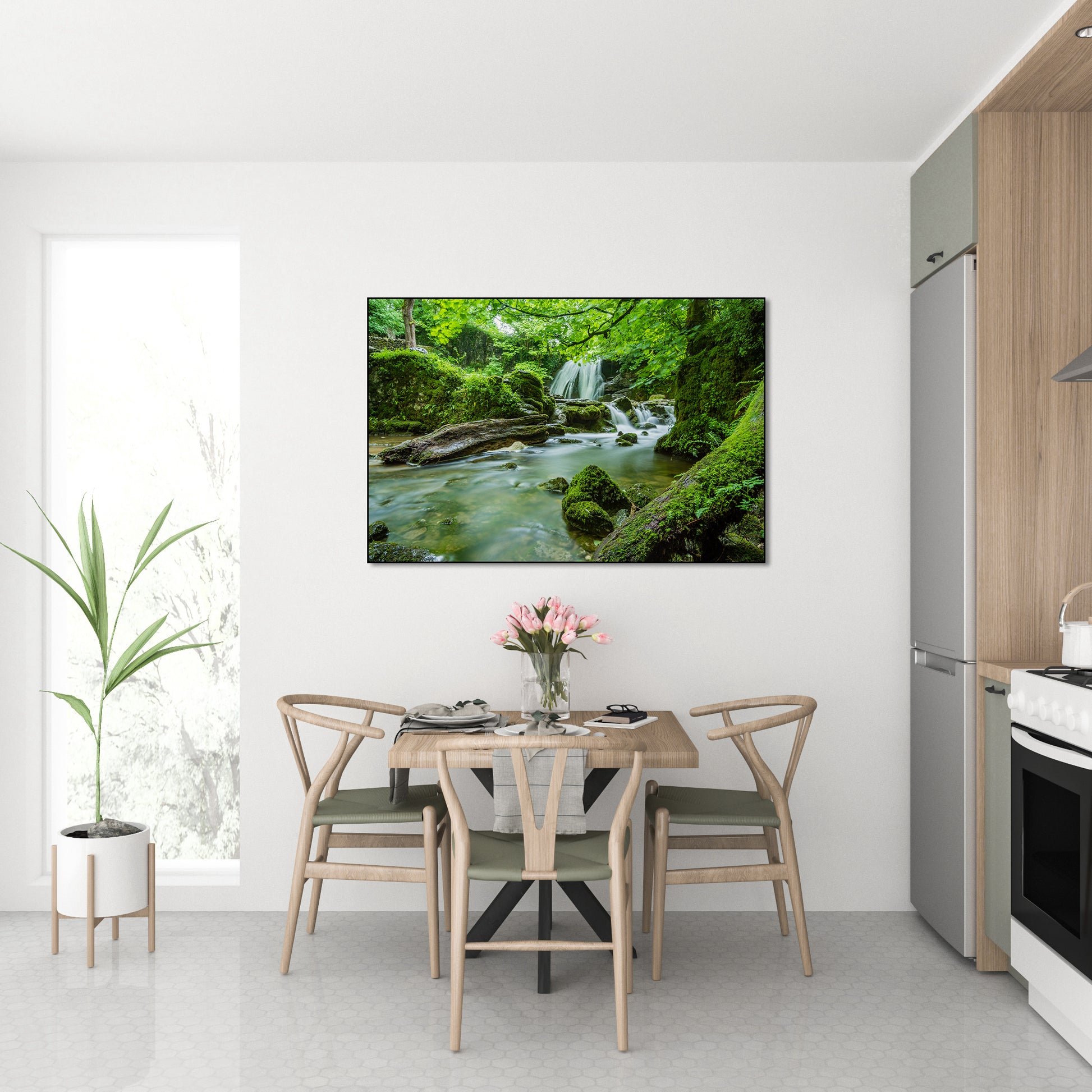 Akoestisch schilderij met waterval in het bos - Keuken
