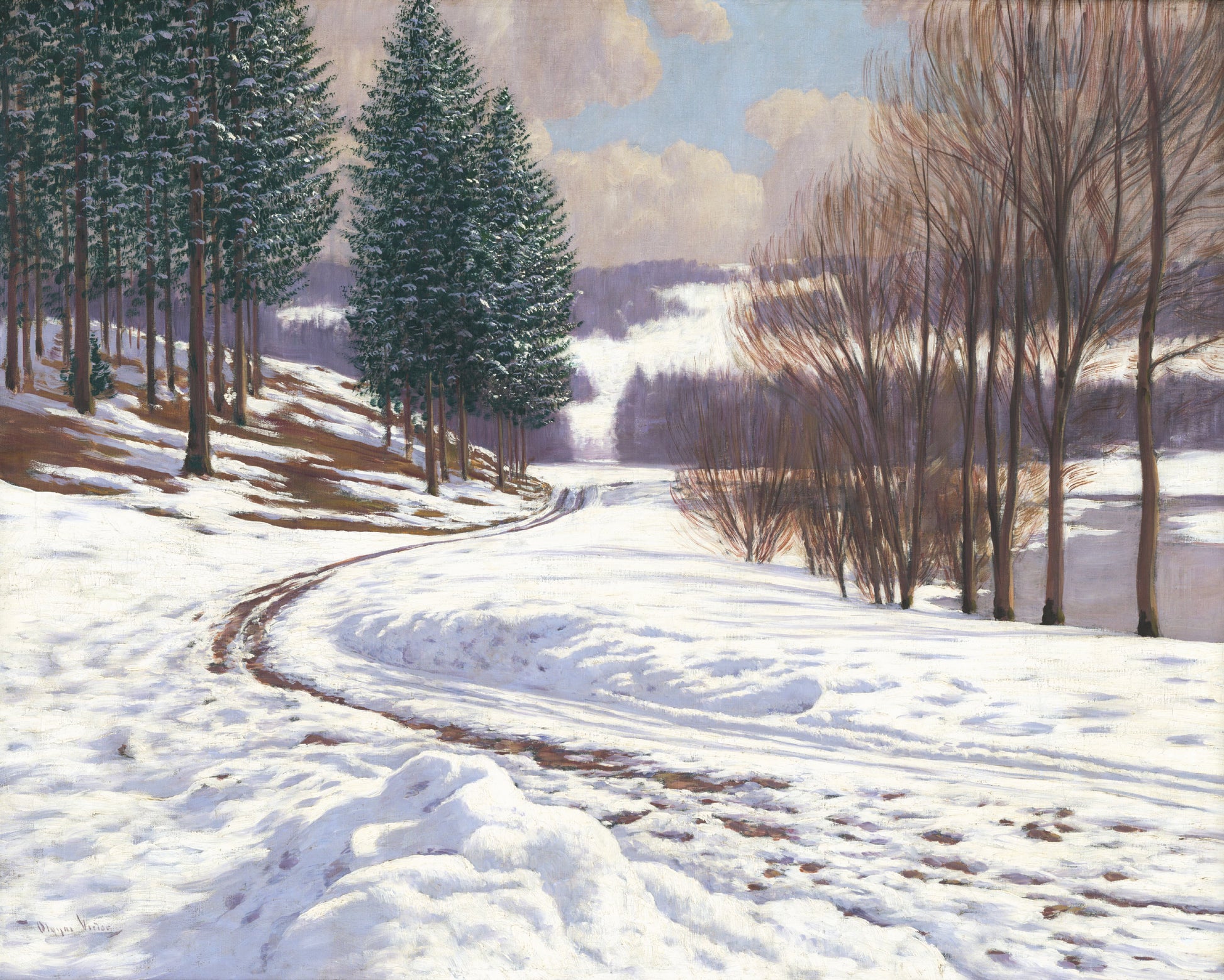 Akoestisch schilderij met winterlandschap - Viktor Olgyai
