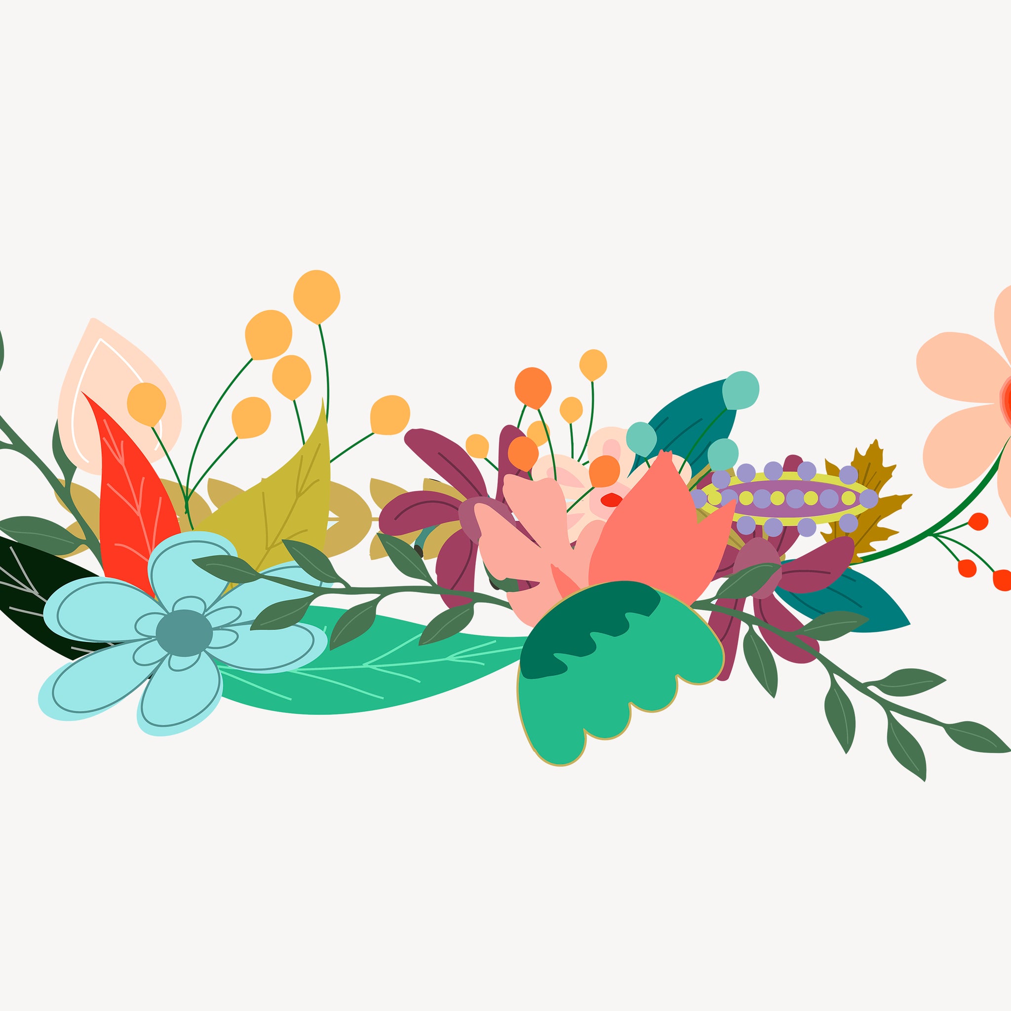 Vrolijke bloemen tekening - AkoestischeMuur