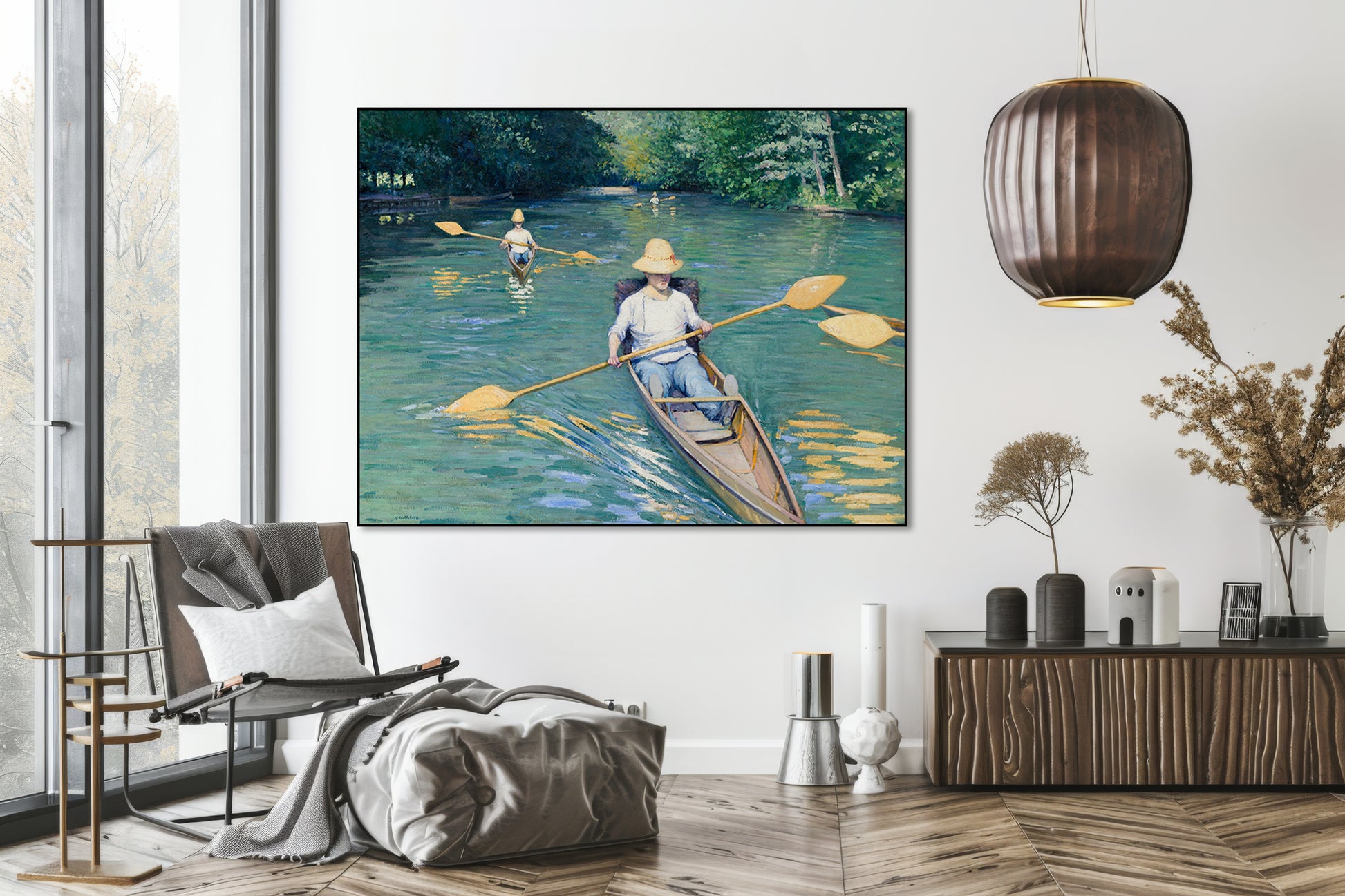 Geschilderde skiffs in de natuur - Woonkamer