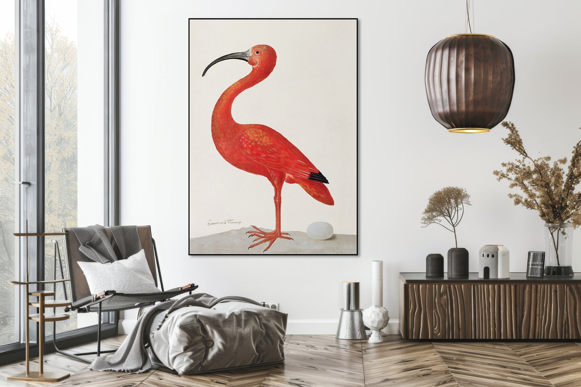 Flamingo met ei - Sibylla Merian - AkoestischeMuur