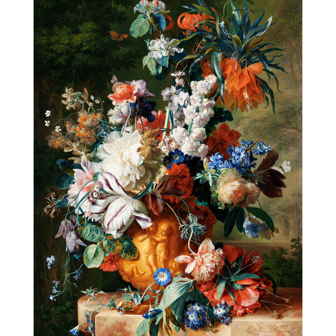 Bloemen bouquet in urn - Jan van Hysum - AkoestischeMuur