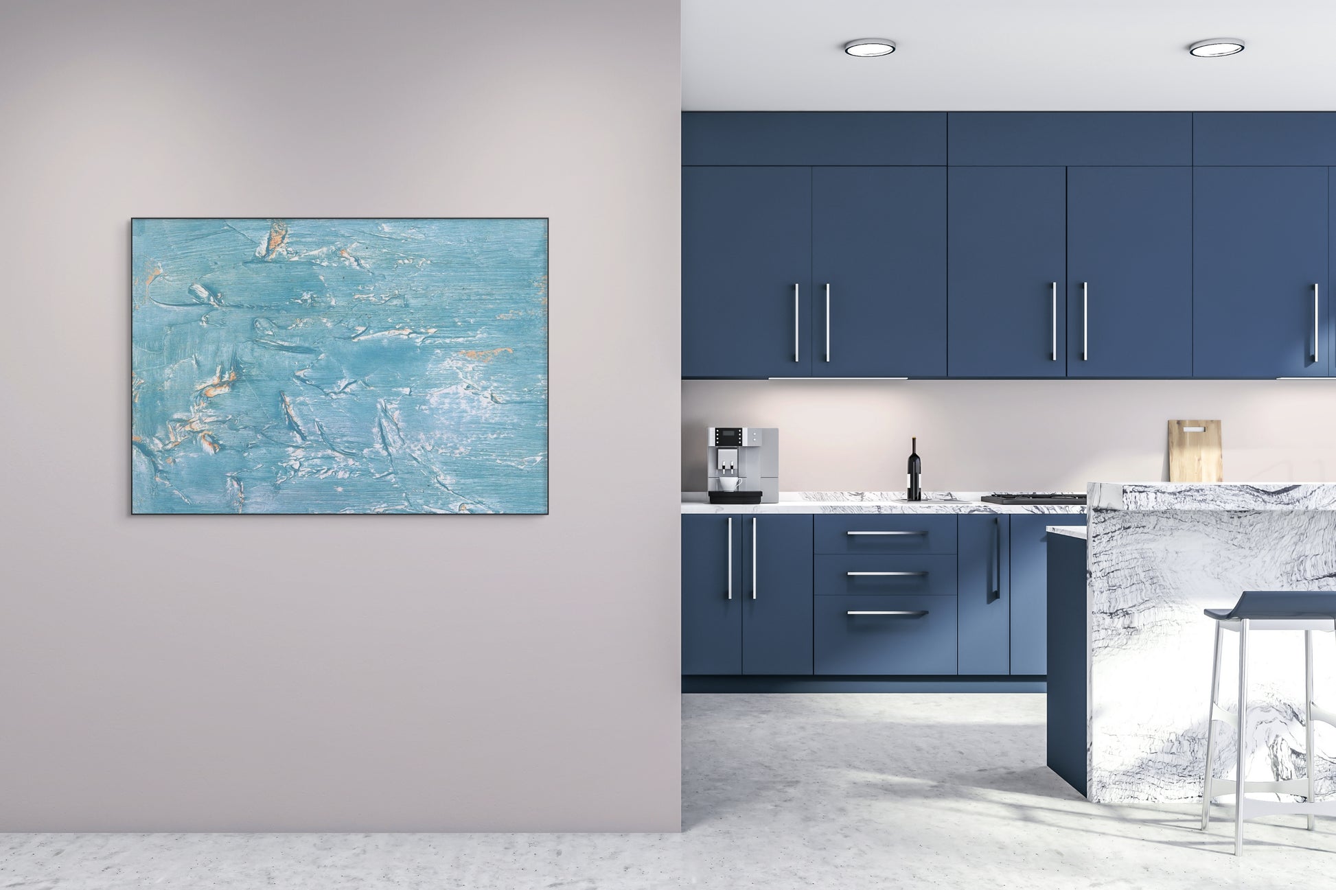 Abstract blauwe zee - AkoestischeMuur