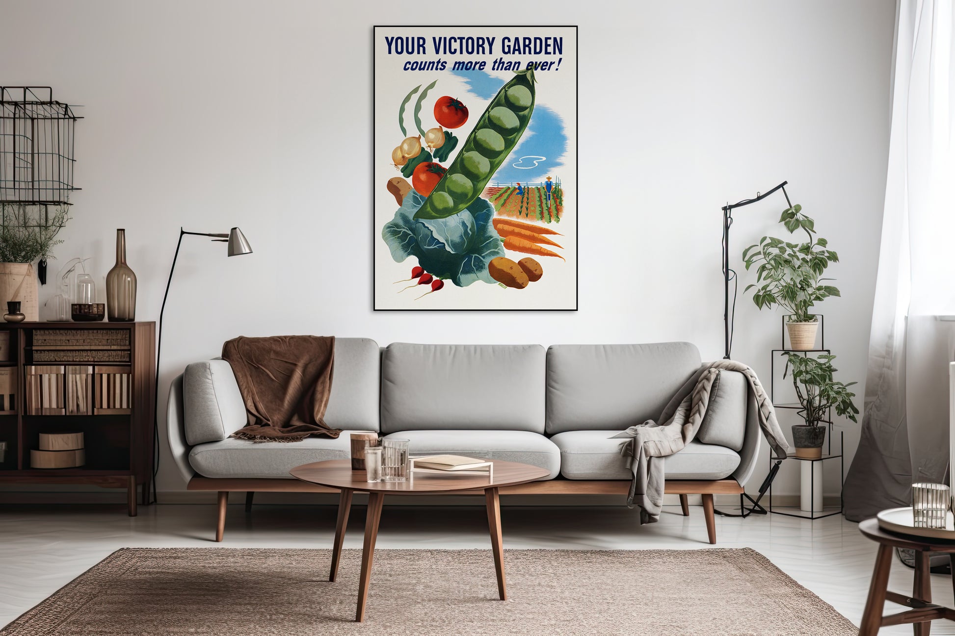 akoestisch schilderij - Victory garden - Woonkamer grijs