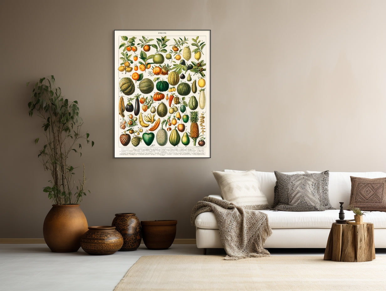 Vintage tekenig van fruit en groenten - AkoestischeMuur