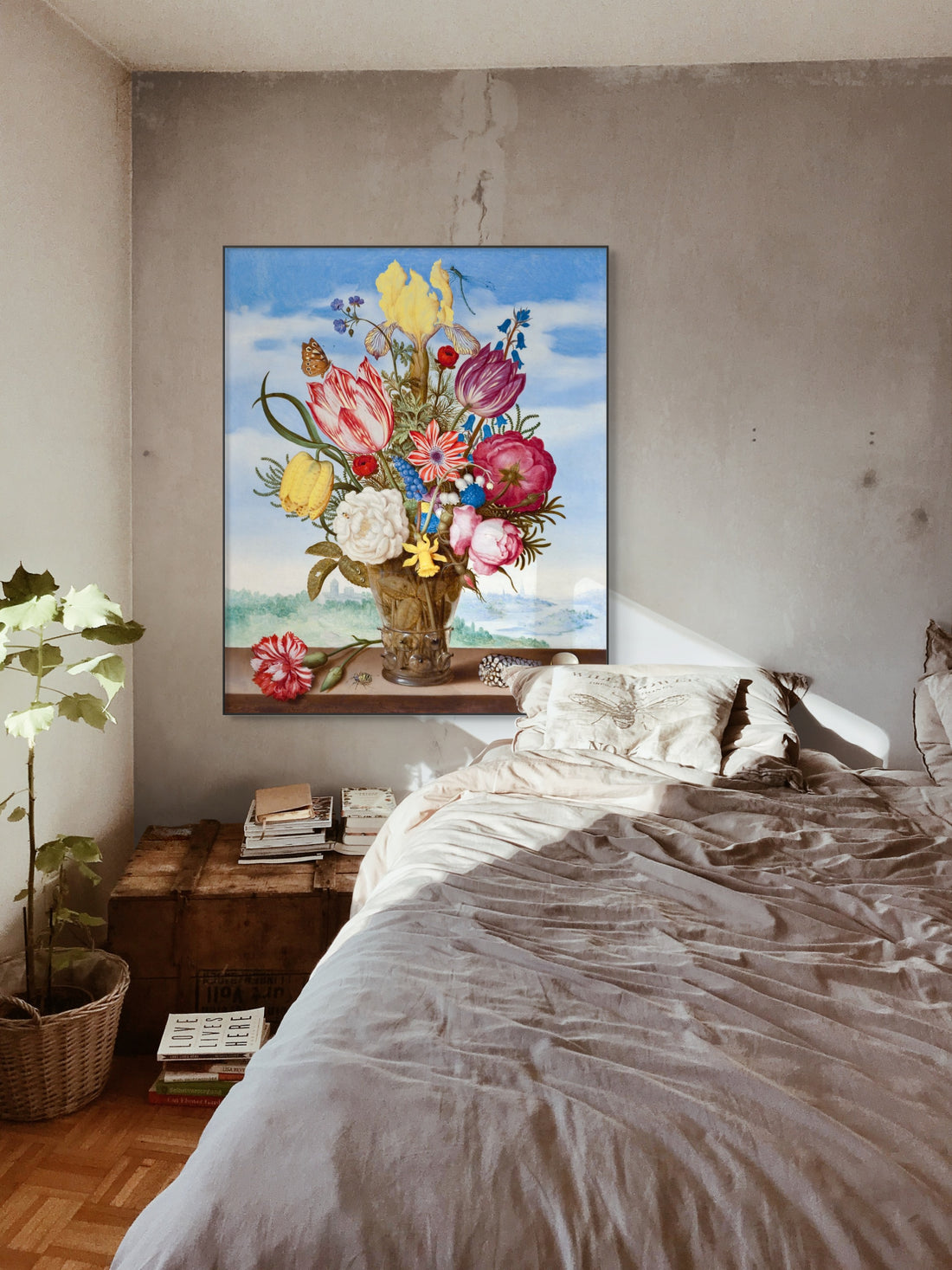 Kleurrijke bloemen op de rand - Ambrosius Bosschaert - AkoestischeMuur