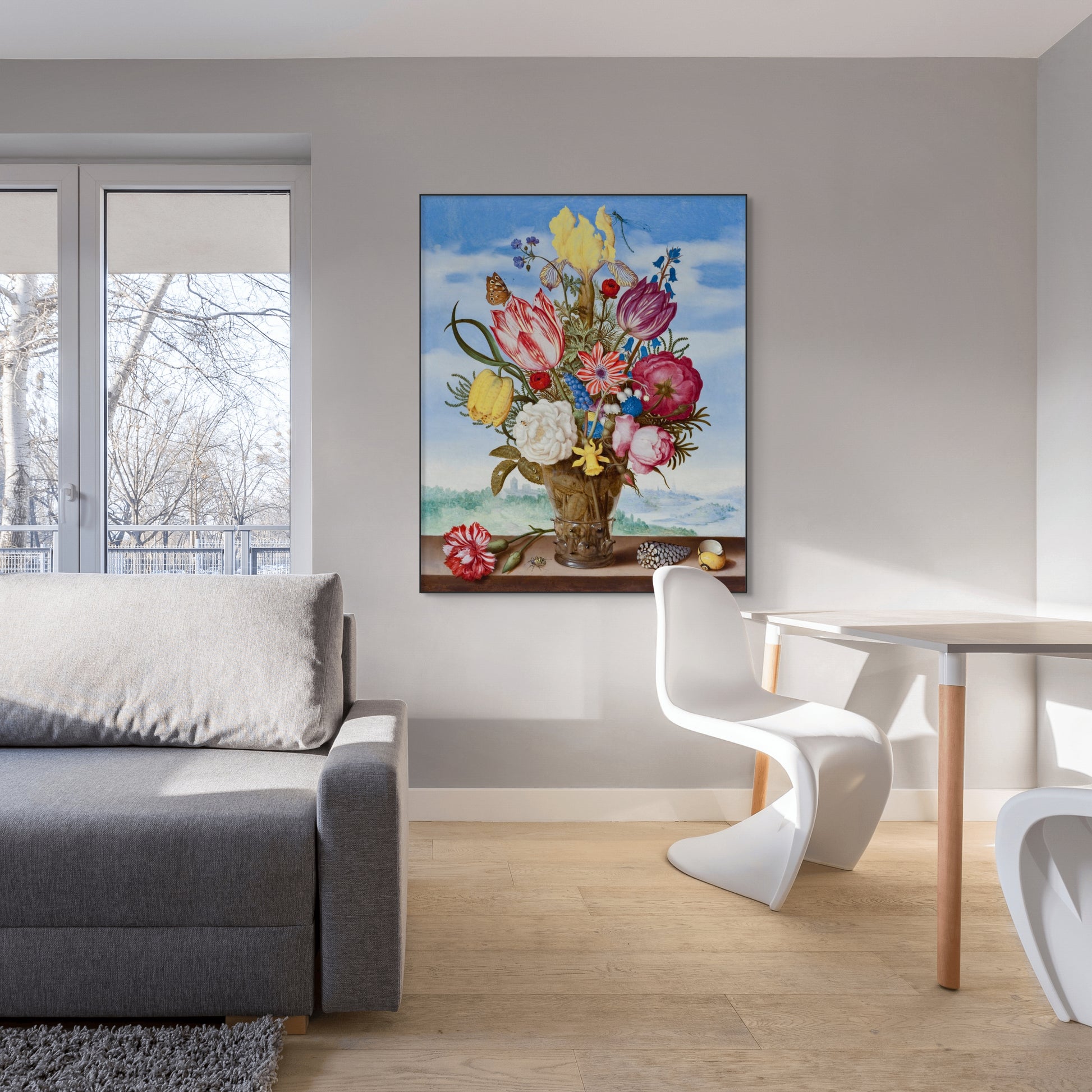 Kleurrijke bloemen op de rand - Ambrosius Bosschaert - AkoestischeMuur