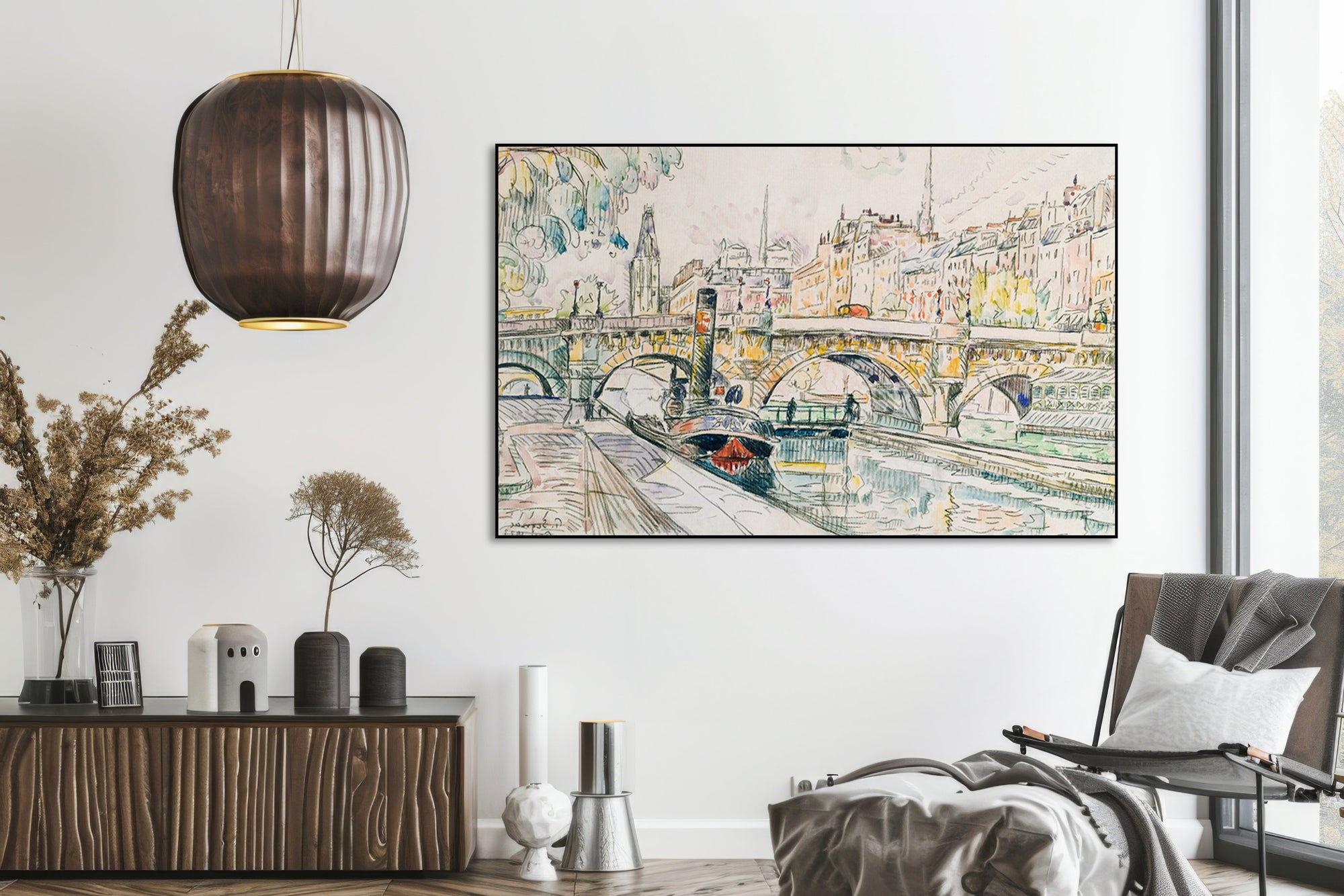 Brug Pont Neuf schilderij van Claude Monet - AkoestischeMuur